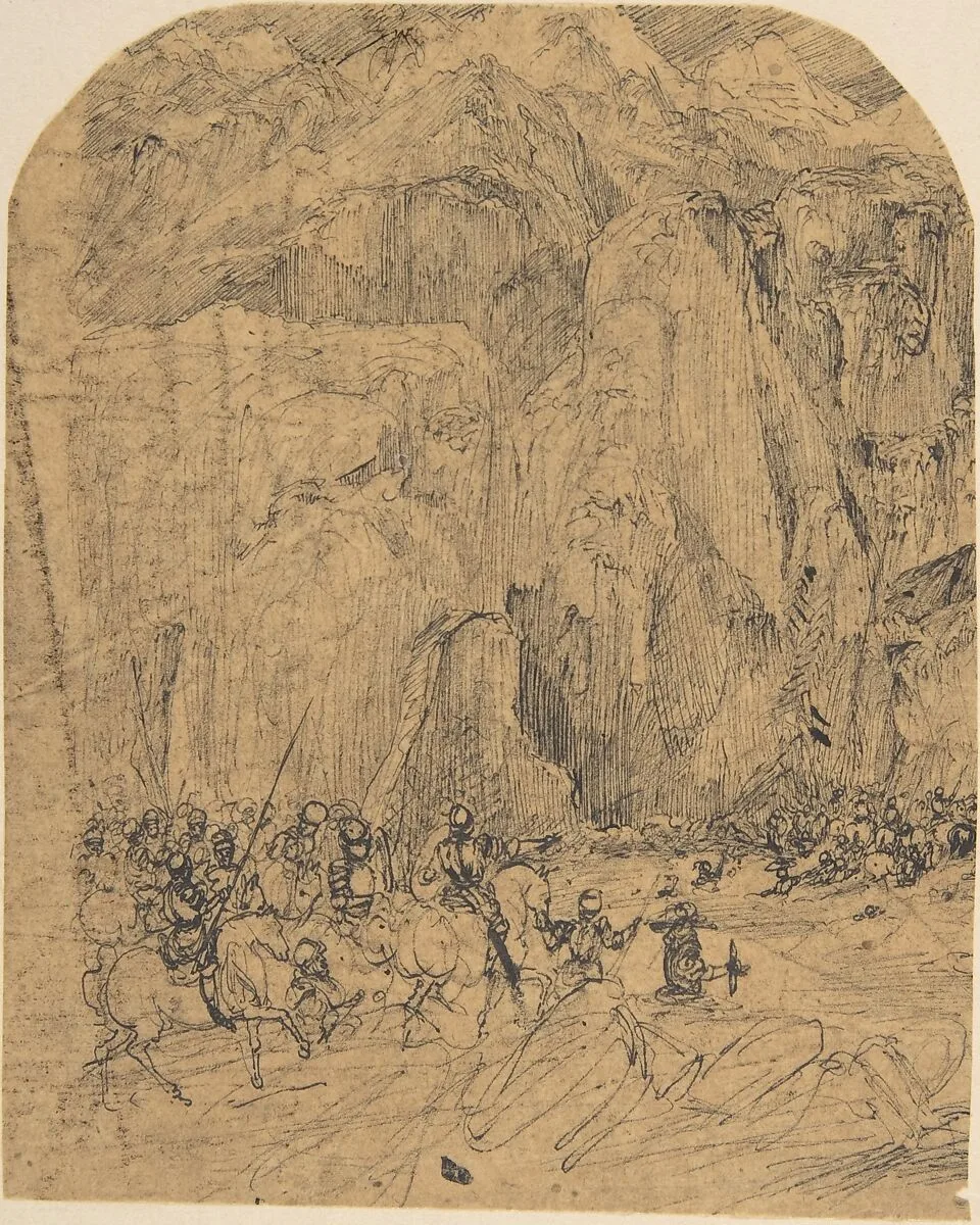Warriors in a Mountain Pass — Rodolphe Bresdin