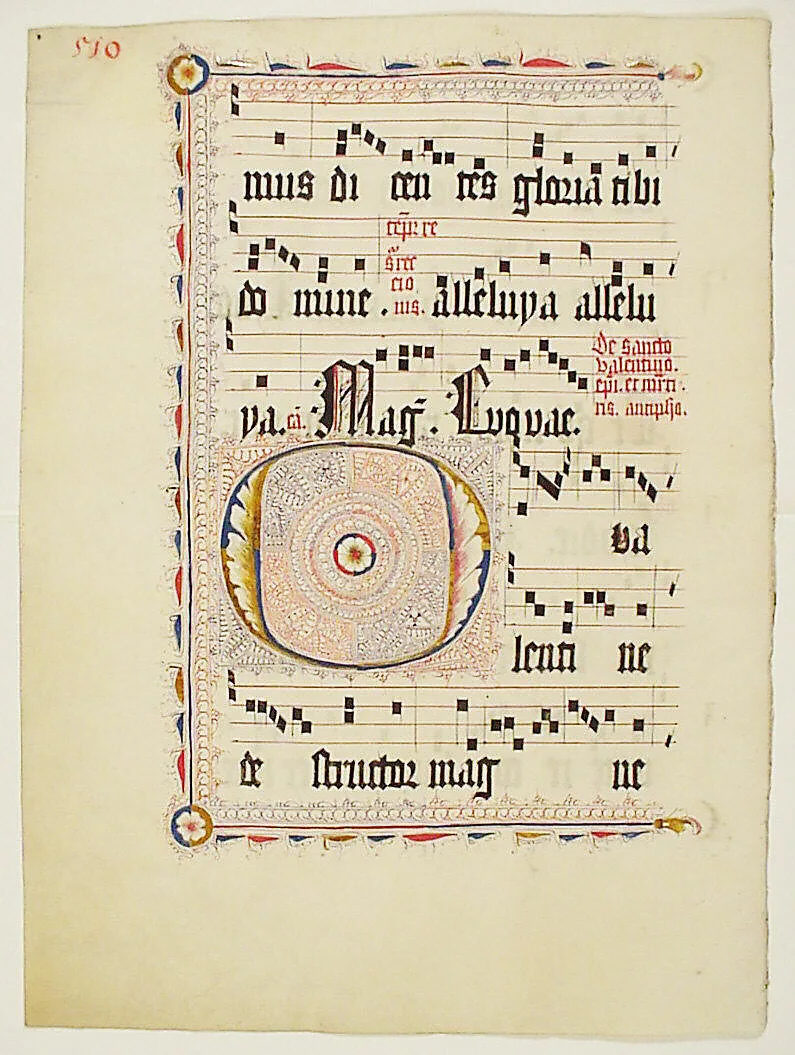 Manuscript Leaf with Initial O, from an Antiphonary — Unknown