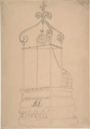 Well with Wrought Iron Cap and Stone Base