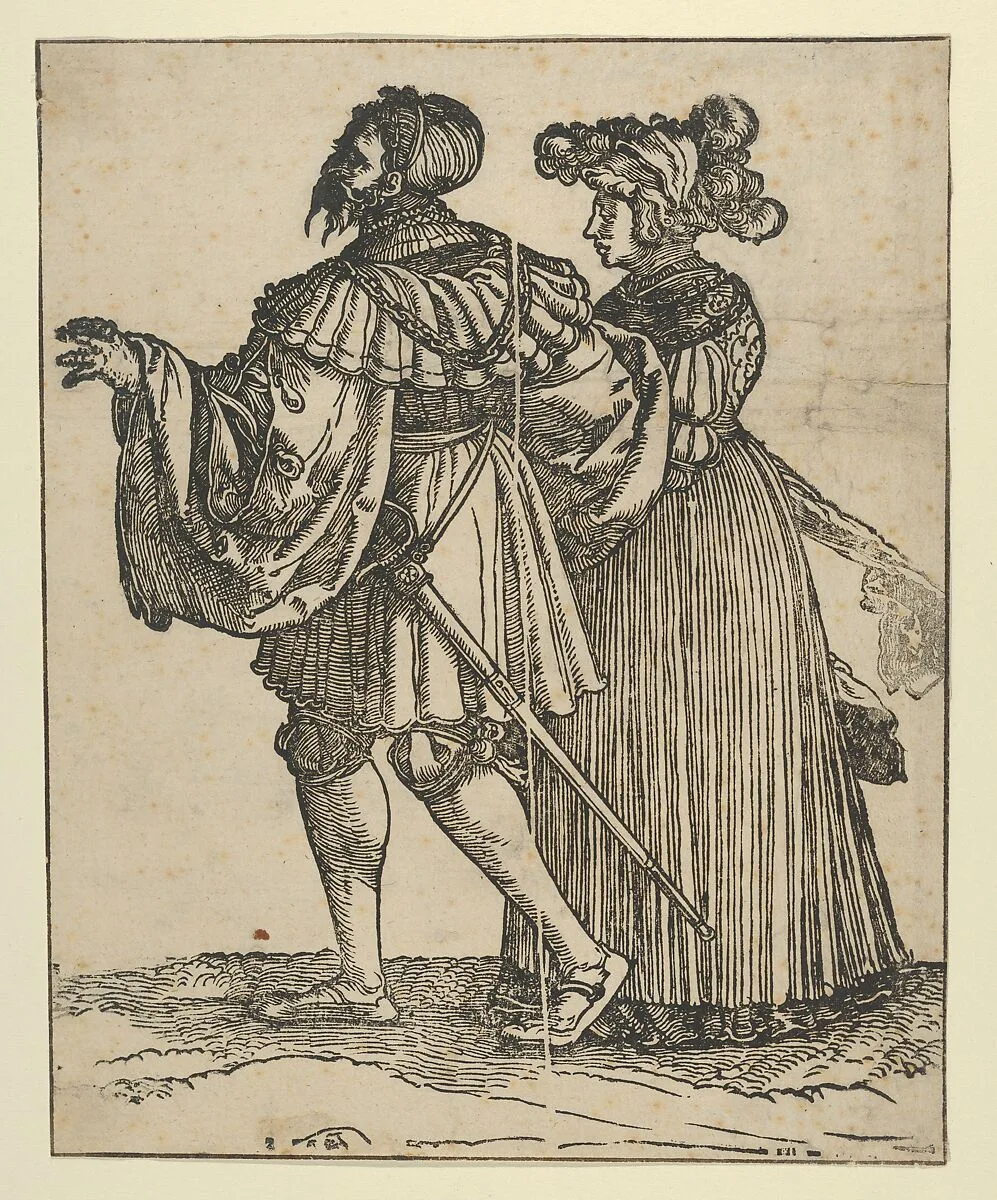 Couple Walking to the Left (VI), from The Wedding Dancers (restrike) — Hans Schäufelein