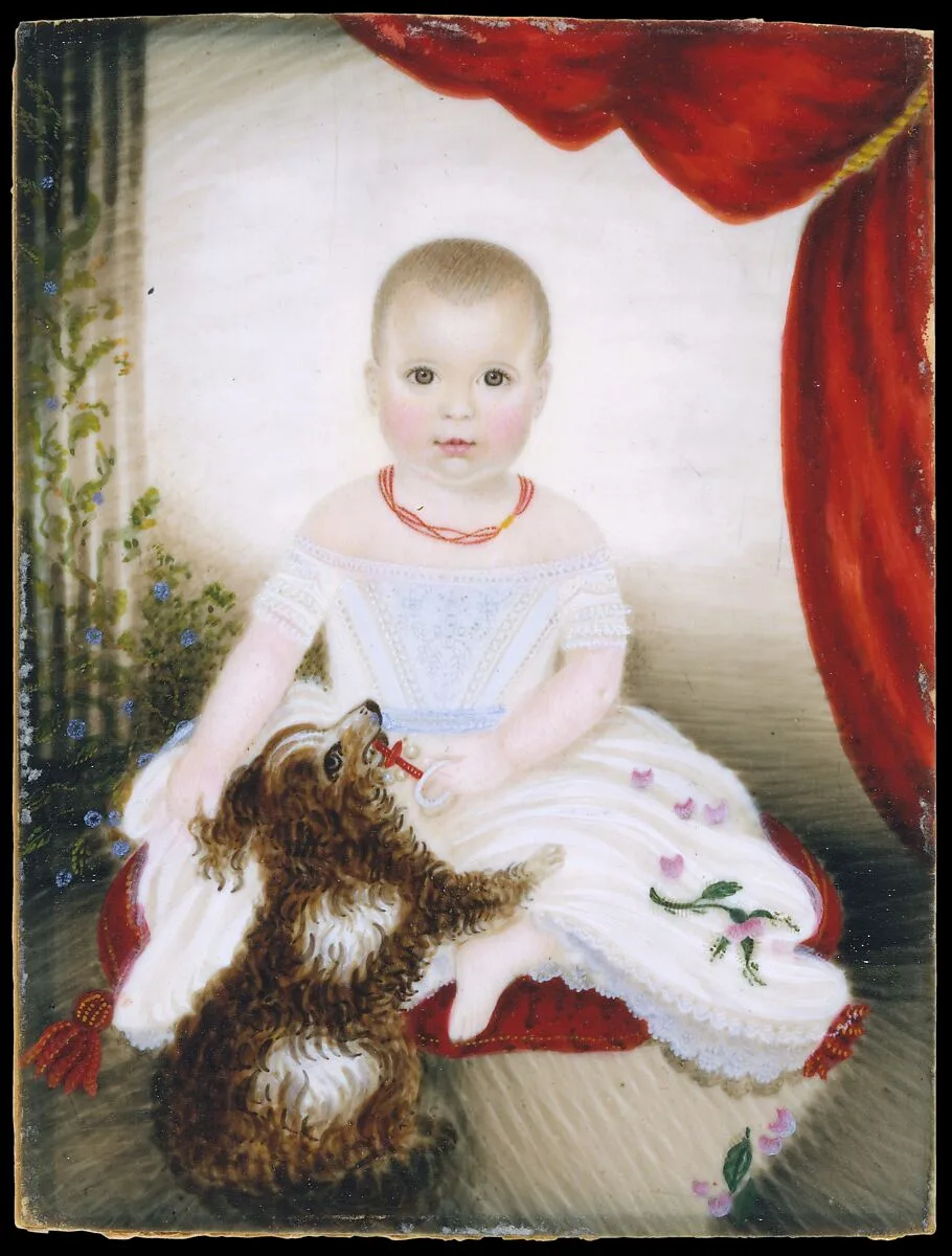 Baby with Rattle and Dog — Mrs. Moses B. Russell (Clarissa Peters)