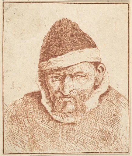 Old Man with White Collar and Pointed Hat
