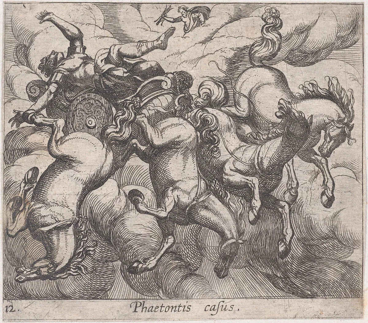 Plate 12: The Death of Phaeton (Phaetonis casus.), from Ovid's Metamorphoses — Antonio Tempesta