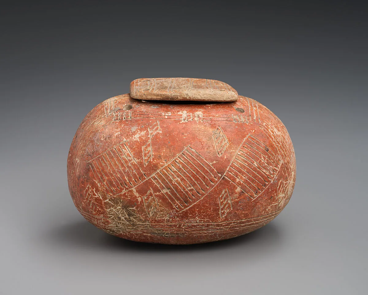 Terracotta pyxis (box) with lid — Unknown