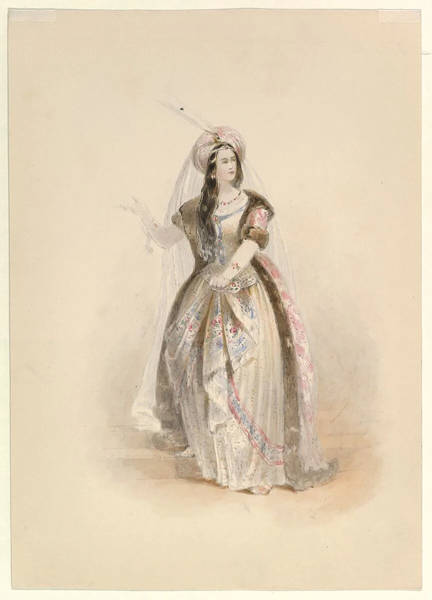 Costume Study for Konstanze in the "Abduction from the Seraglio" by W.A. Mozart — Johann Georg Christoph Fries|Angelo Quaglio