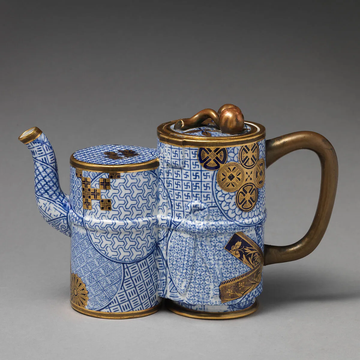 Teapot with double bamboo body — Worcester factory