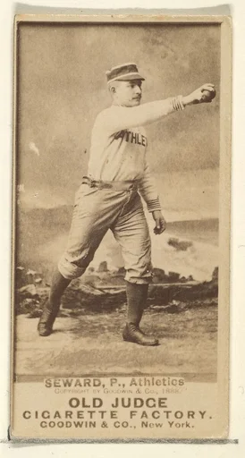 Seward, Pitcher, Philadelphia Athletics, from the Old Judge series (N172) for Old Judge Cigarettes