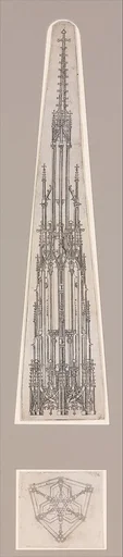 Elevation of a Gothic Pinnacle with a Hexagonal Plan
