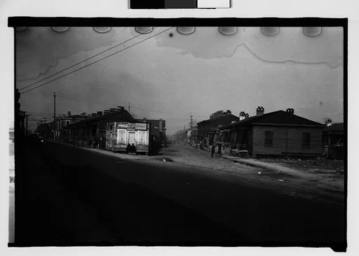 [Fork in Road with Two Rows of Wooden Shacks, Augusta, Georgia]