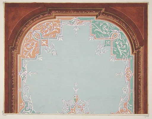 Designs for a painted ceiling with filagree borders
