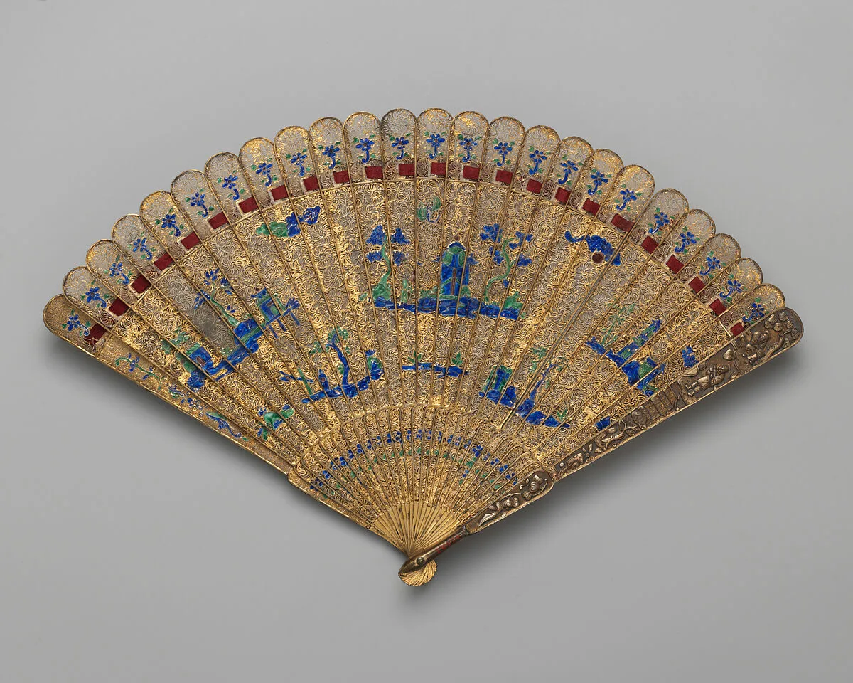 Brisé Fan, with Clouds of Landscape Pavilions — Unknown