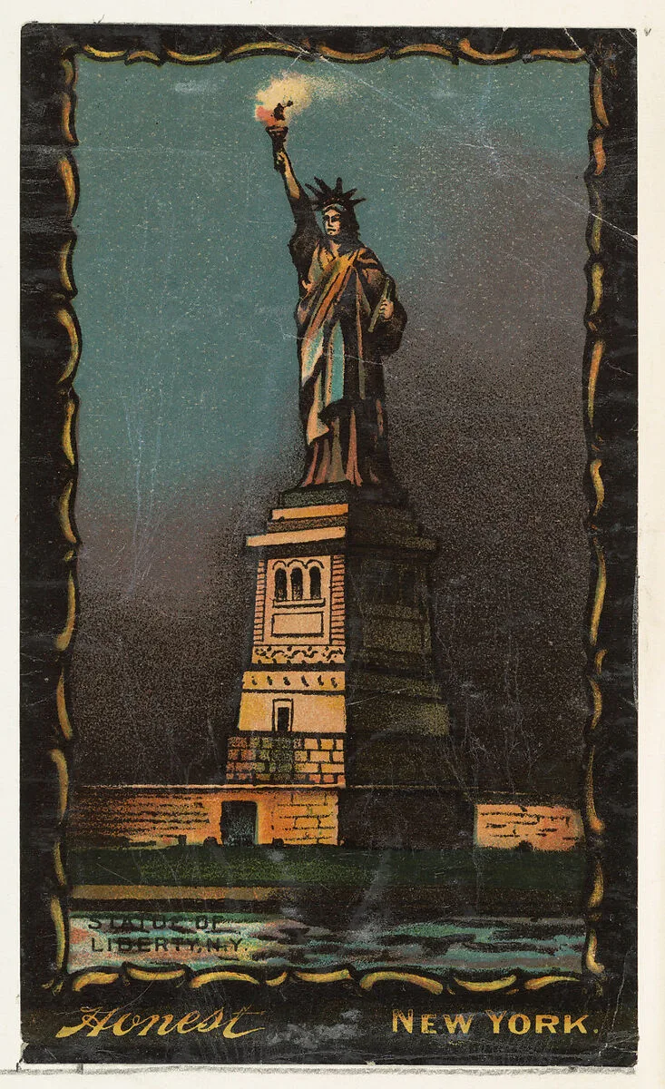 Statue of Liberty, New York, from the Transparencies series (N137) issued by W. Duke, Sons & Co. to promote Honest Long Cut Tobacco — W. Duke, Sons & Co.