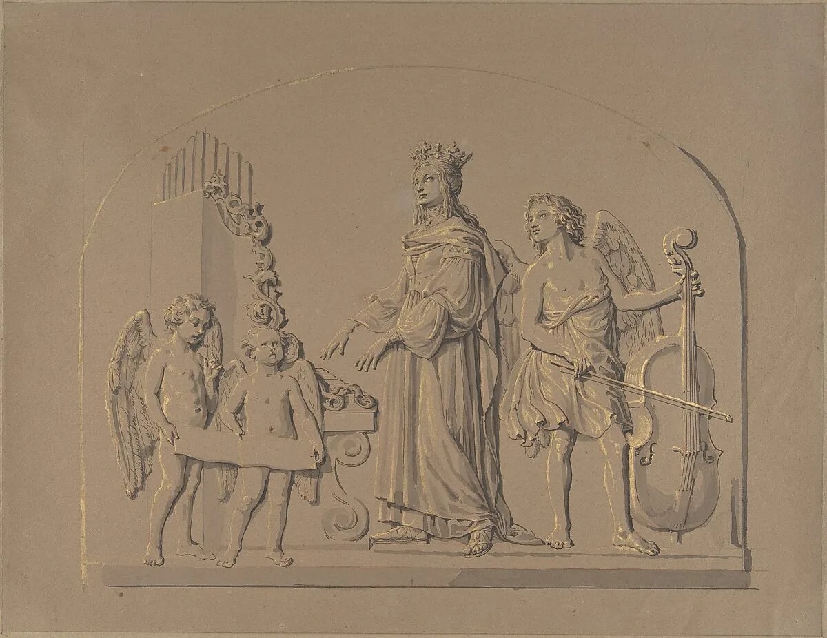 Saint Cecilia at the Organ, Flanked by Angels Making Music — Johann Gottfried Schadow
