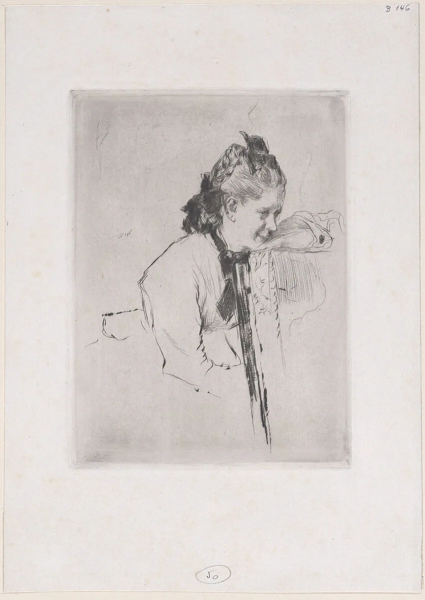Femme de métier (étude de jeune fille appuyée sur une chaise) — Marcellin Desboutin