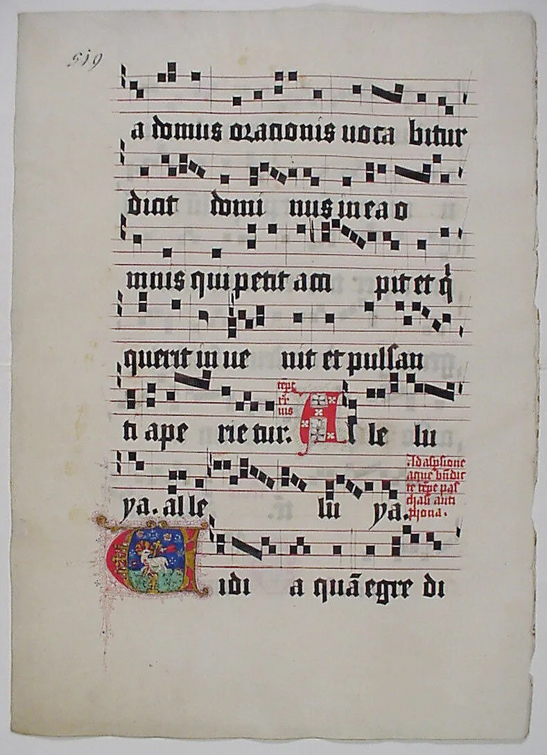 Manuscript Leaf with Initial V, from a Gradual — Unknown