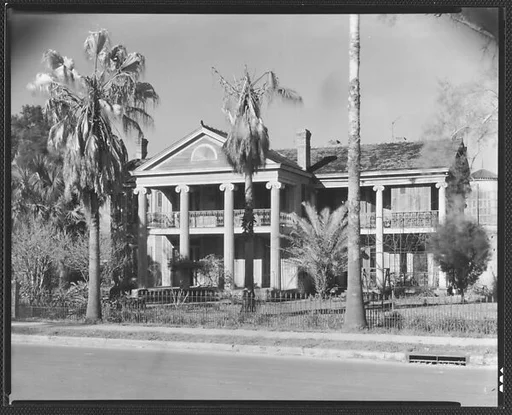 [Greek Revival House with Half-Lunette Window in Gable, From Across Street]