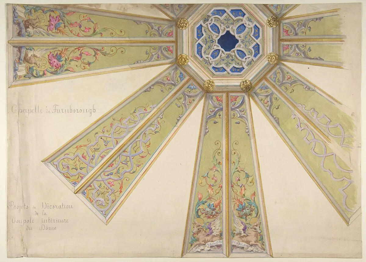Design for the Interior Cupola of a Domed Chapel, Farnborough, England — Jules-Edmond-Charles Lachaise|Eugène-Pierre Gourdet