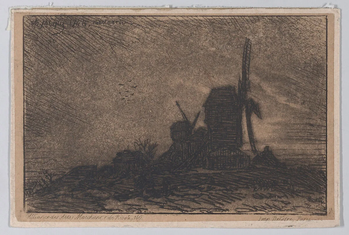 Two Windmills in Montmartre — Charles Jacque|Auguste Delâtre