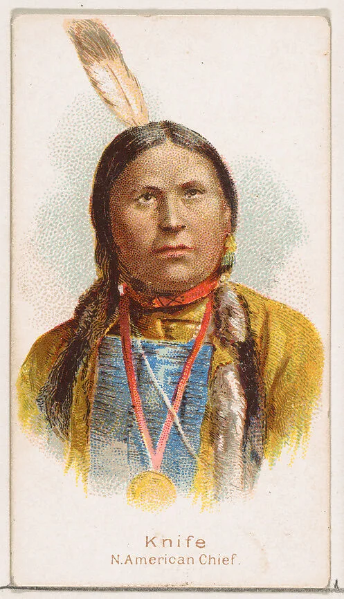 Knife, North American Chief, from the Savage and Semi-Barbarous Chiefs and Rulers series (N189) issued by Wm. S. Kimball & Co. — William S. Kimball & Company