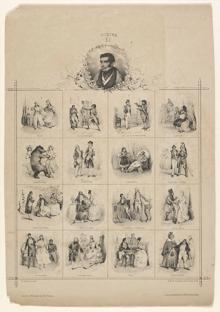 Augustin-Eugène Scribe with Characters — Victor Adam|Lemercier|Charles Tilt|Jte. Bourmancé|Augustin-Eugène Scribe