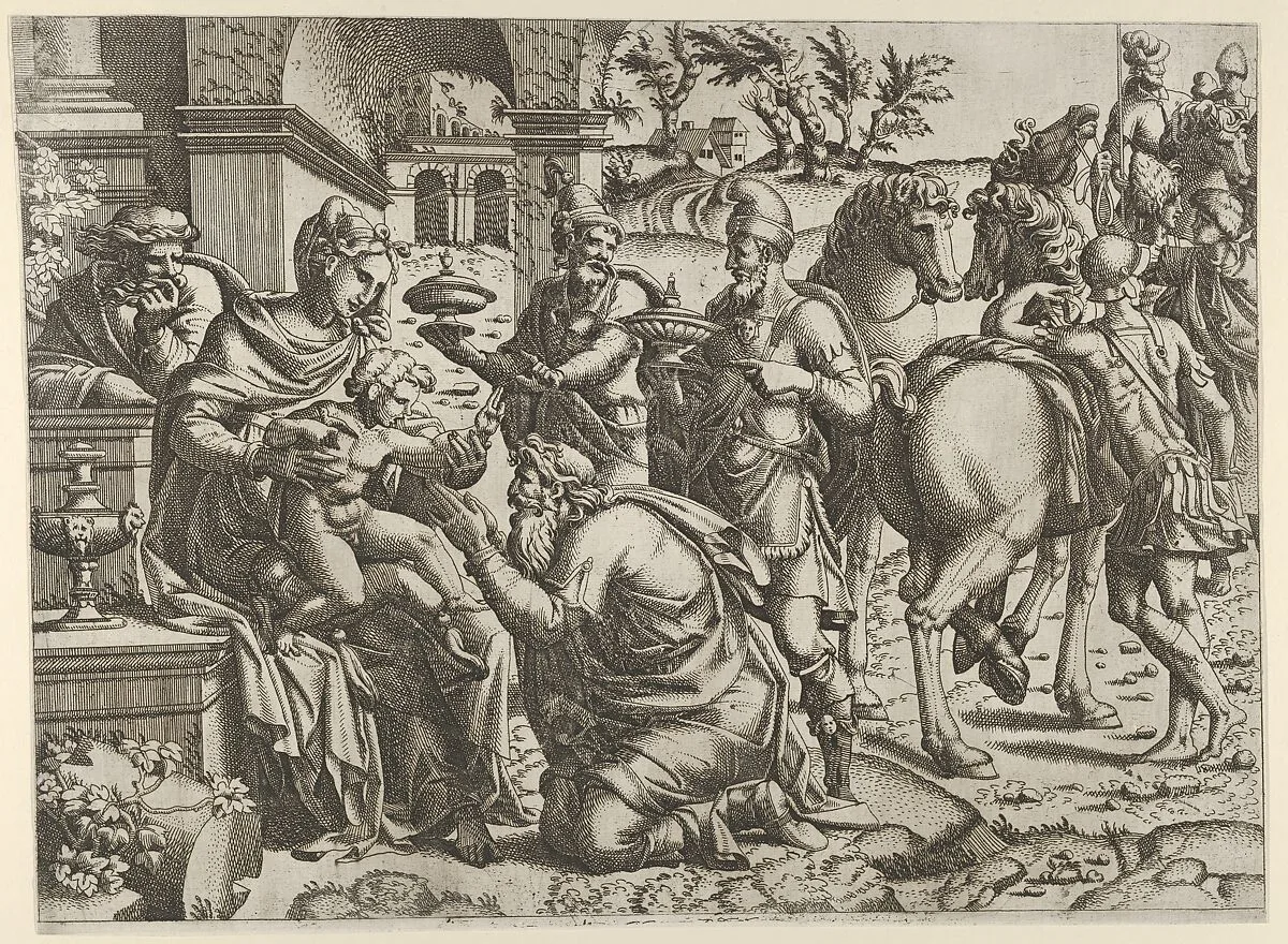 Adoration of the Magi — Jean Mignon|Luca Penni