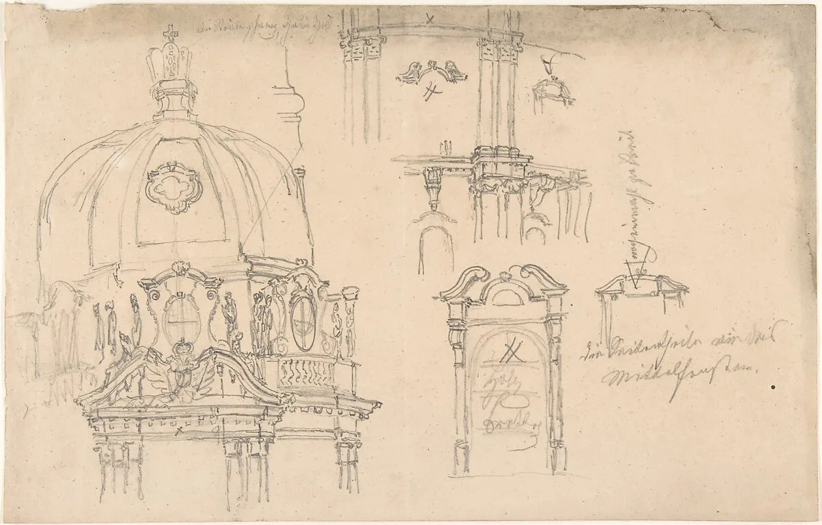 Studies of a monument — Anonymous, German, 19th century