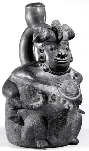 Stirrup-Spout Bottle: Two Figures