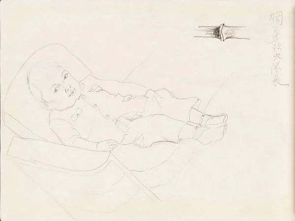 現代 謝稚柳 爛鼻頭大隊長像 冊頁|Sketch of a Child — Xie Zhiliu