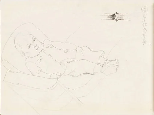 現代 謝稚柳 爛鼻頭大隊長像 冊頁|Sketch of a Child