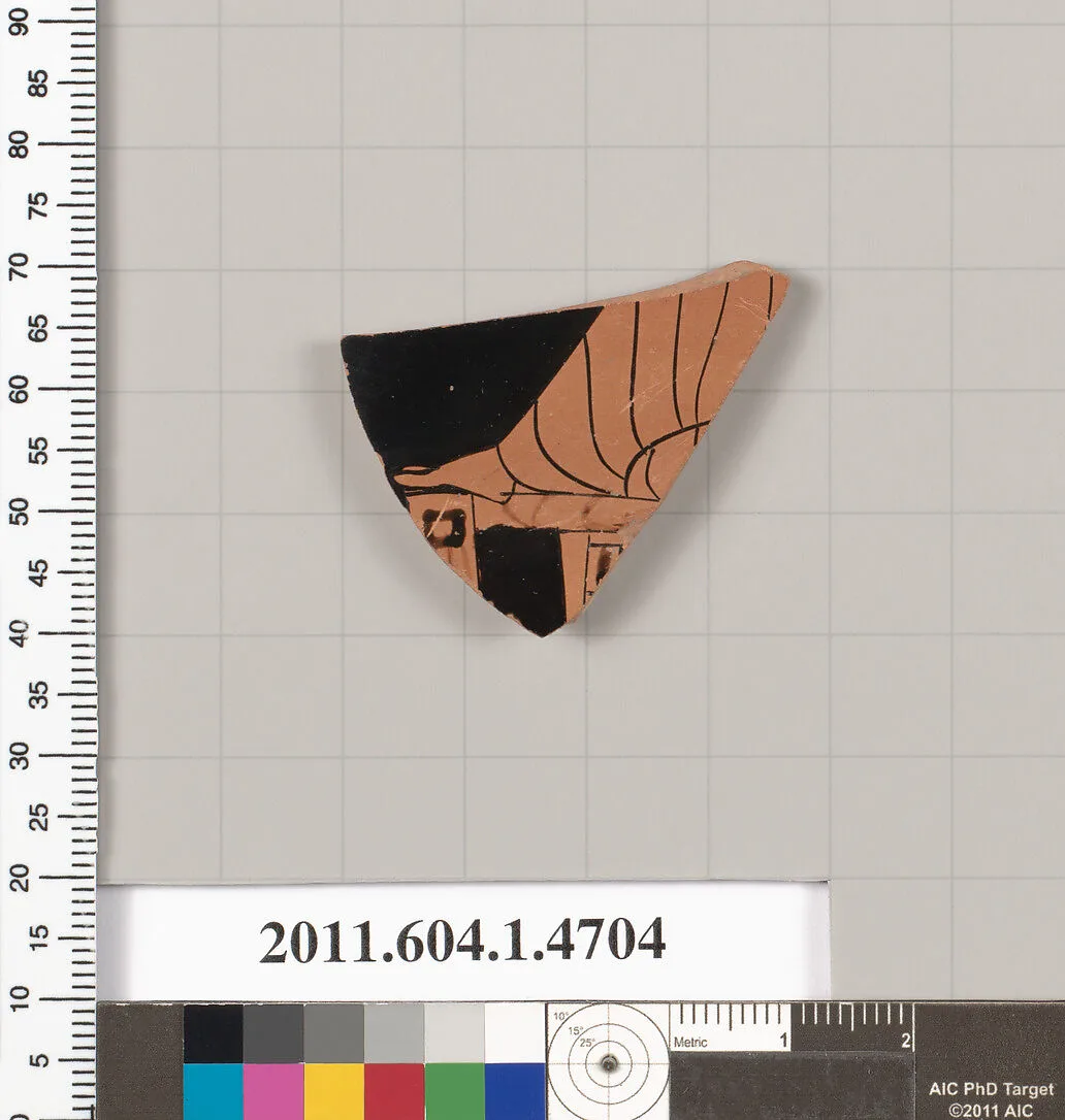 Terracotta fragment of a kylix (drinking cup) — Epeleios Painter