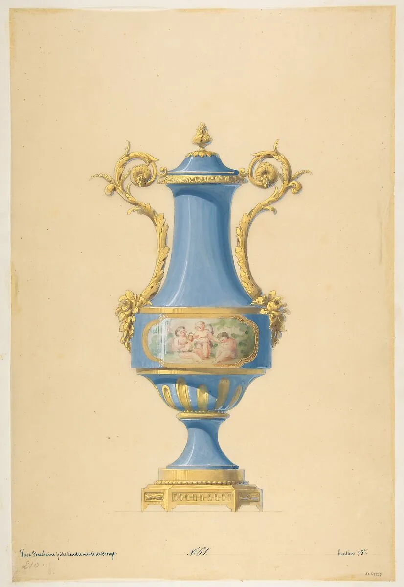 Design for a Porcelain Vase with Bronze Mount — Anonymous, French, 19th century