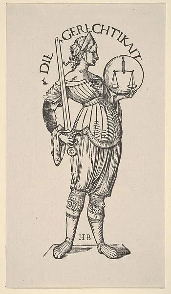 Justice (Die Gerechtikait), from The Seven Virtues, in Holzschnitte alter Meister gedruckt von den Originalstöcken der Sammlung Derschau im besitz des Staatlichen Kupferstich-kabinetts zu Berlin — Hans Burgkmair|Max J. Friedländer|Kupferstichkabinett, Staatliche Museen zu Berlin|E. A. Seemann