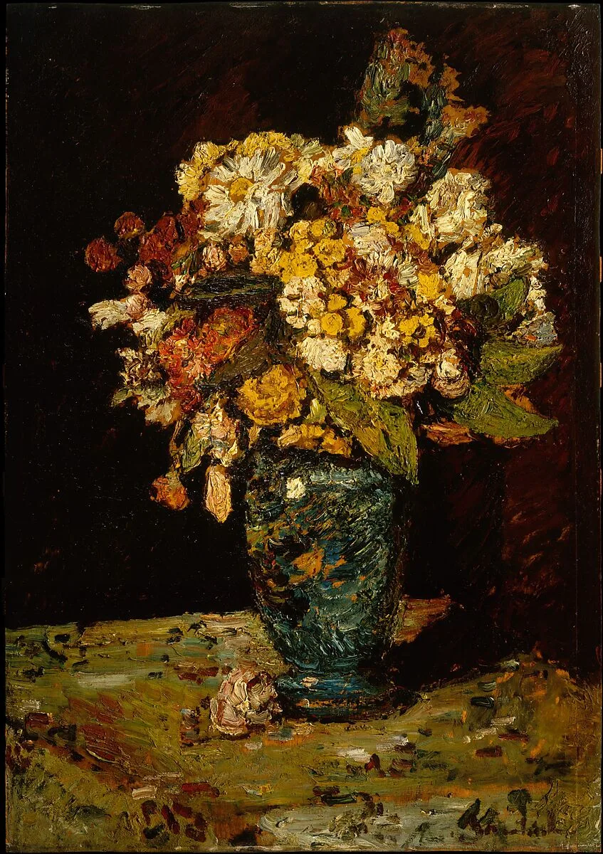 Flowers in a Blue Vase — Adolphe Monticelli