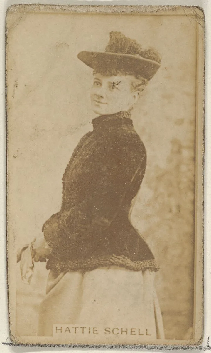 Hattie Schell, from the Actors and Actresses series (N45, Type 8) for Virginia Brights Cigarettes — Allen & Ginter
