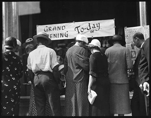 [Shoppers in Front of H.C.F. Koch & Co. Department Store Window, West 125th Street, New York City]