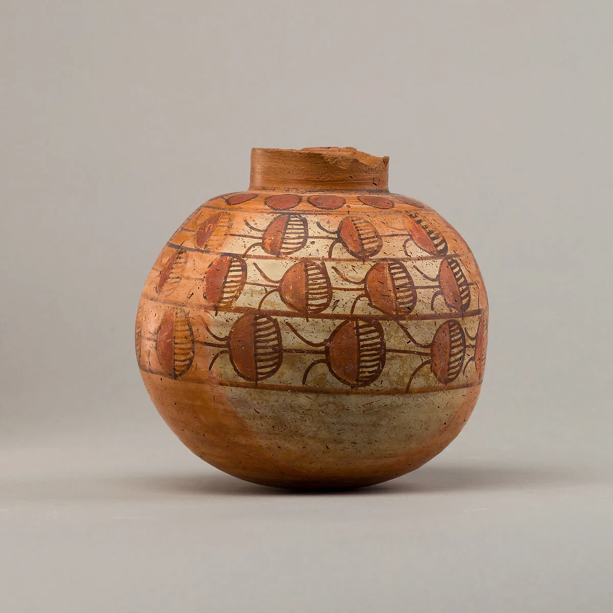 Spherical jar with four rows of painted decoration — Unknown