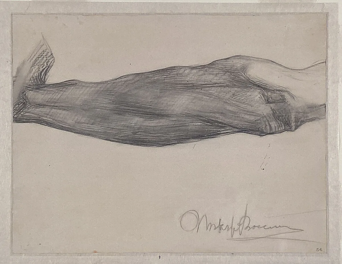Study of a Man's Forearm (recto); Study of Extended Arms with Hands Clasped (verso) — Umberto Boccioni