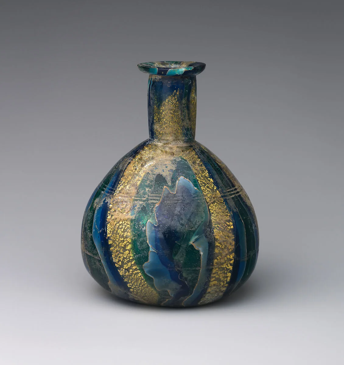Glass gold-band mosaic bottle — Unknown