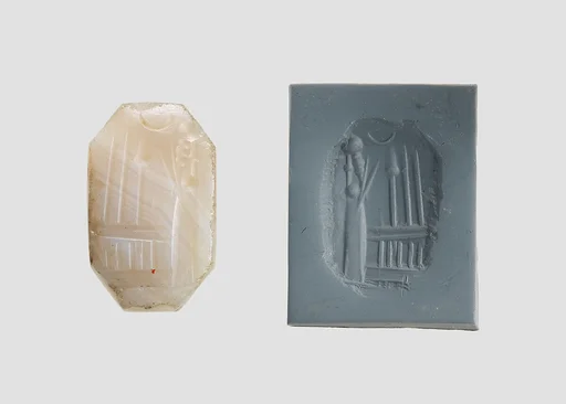 Stamp seal (octagonal pyramid) with cultic scene