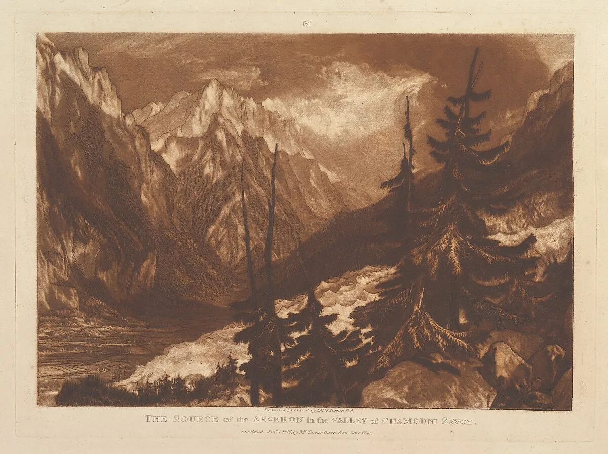 The Source of the Arvaron in the Valley of Chamouni, Savoy (Liber Studiorum, part XII, plate 60) — Henry Edward Dawe|Joseph Mallord William Turner|Joseph Mallord William Turner