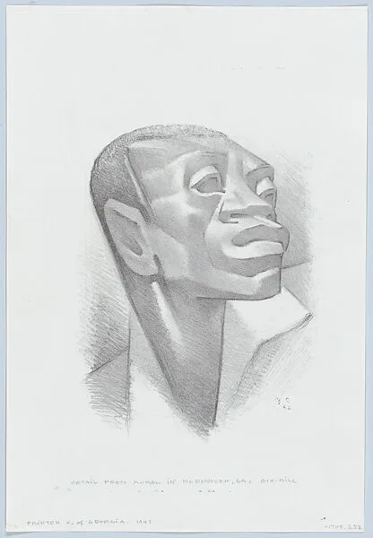 Head of a Black man after a figure in Charlot's mural done for the McDonough Georgia (Atlanta) post office — Jean Charlot