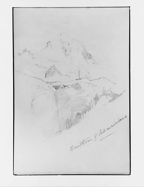Breithorn and Schmadribach Falls (from Switzerland 1870 Sketchbook) — John Singer Sargent