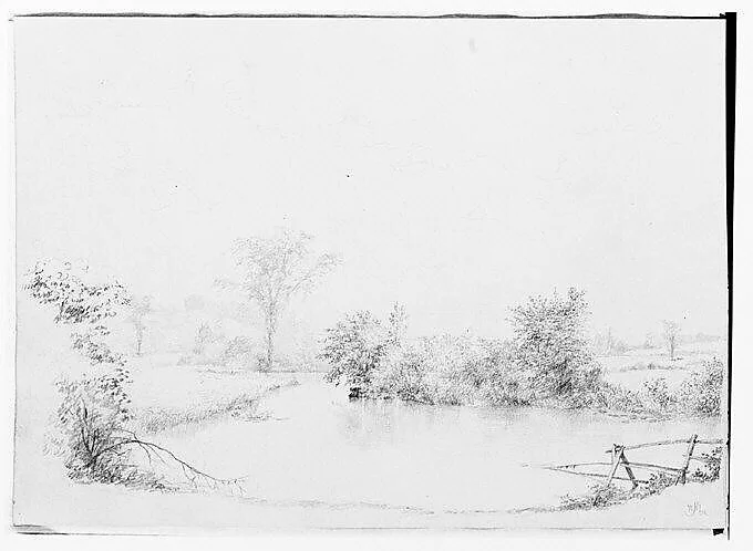 Pond or Creek in a New Hampshire Meadow (from Sketchbook) — Thomas Hewes Hinckley