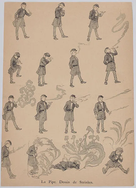 Le Pipe (Sheet of Illustrations from Le Chat Noir) — Théophile-Alexandre Steinlen