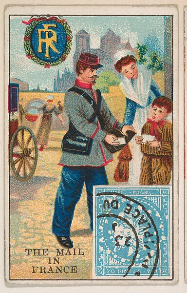 The Mail in France, bakery card from the Stamps and Mail Carriers of All Nations series (D73), issued by the Rochester Baking Company — Rochester Baking Company