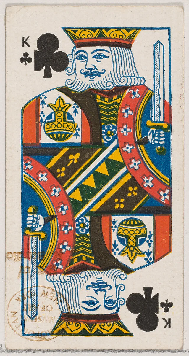 King of Clubs (black), from the Playing Cards series (N84) for Duke brand cigarettes — W. Duke, Sons & Co.