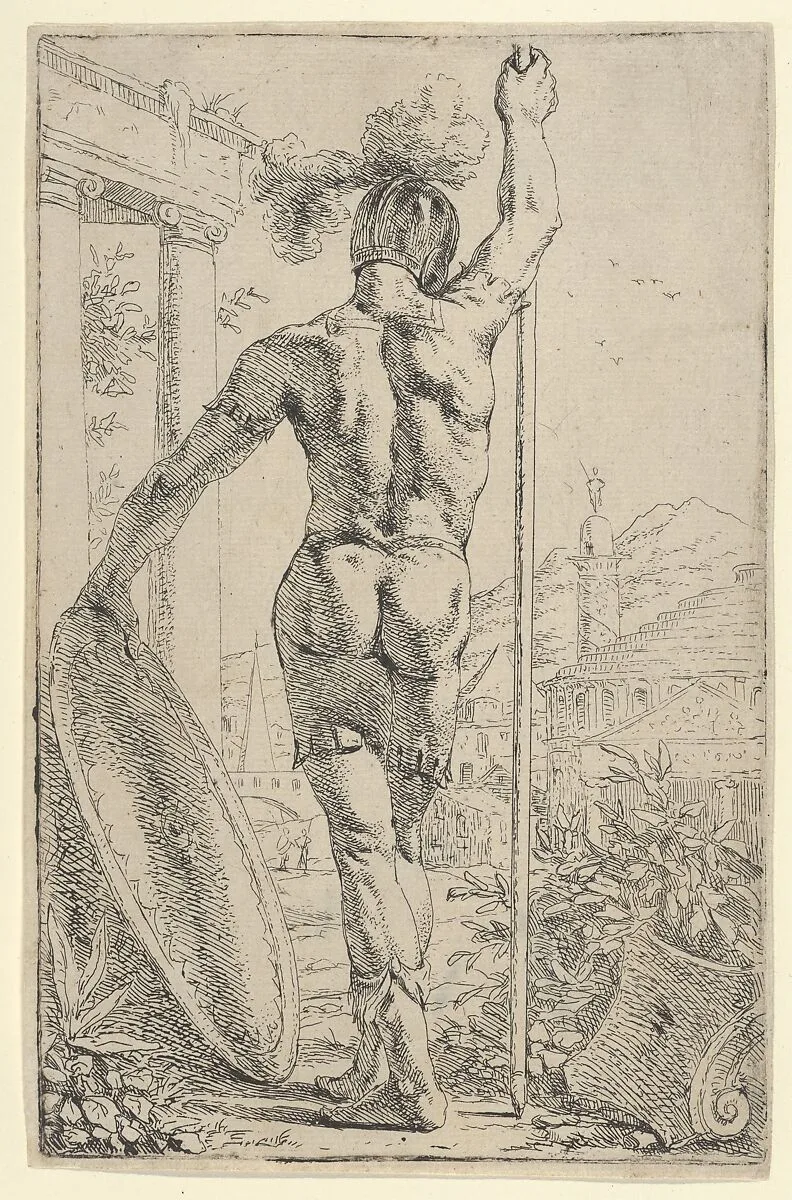 A Roman Warrior with Shield and Spear — Leendert van der Cooghen