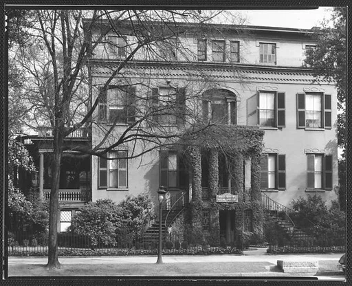 [Brick Greek Revival Building with Ivy-Covered Entry Porch, Funeral Home, Augusta, Georgia]