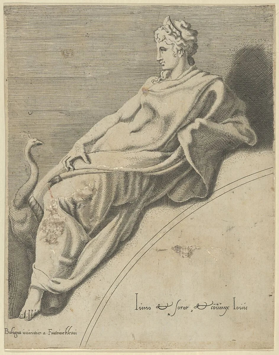 Juno, from "The Muses and the Three Great Goddesses" — Francesco Primaticcio|Léon Davent|Anonymous, Italian, 16th century