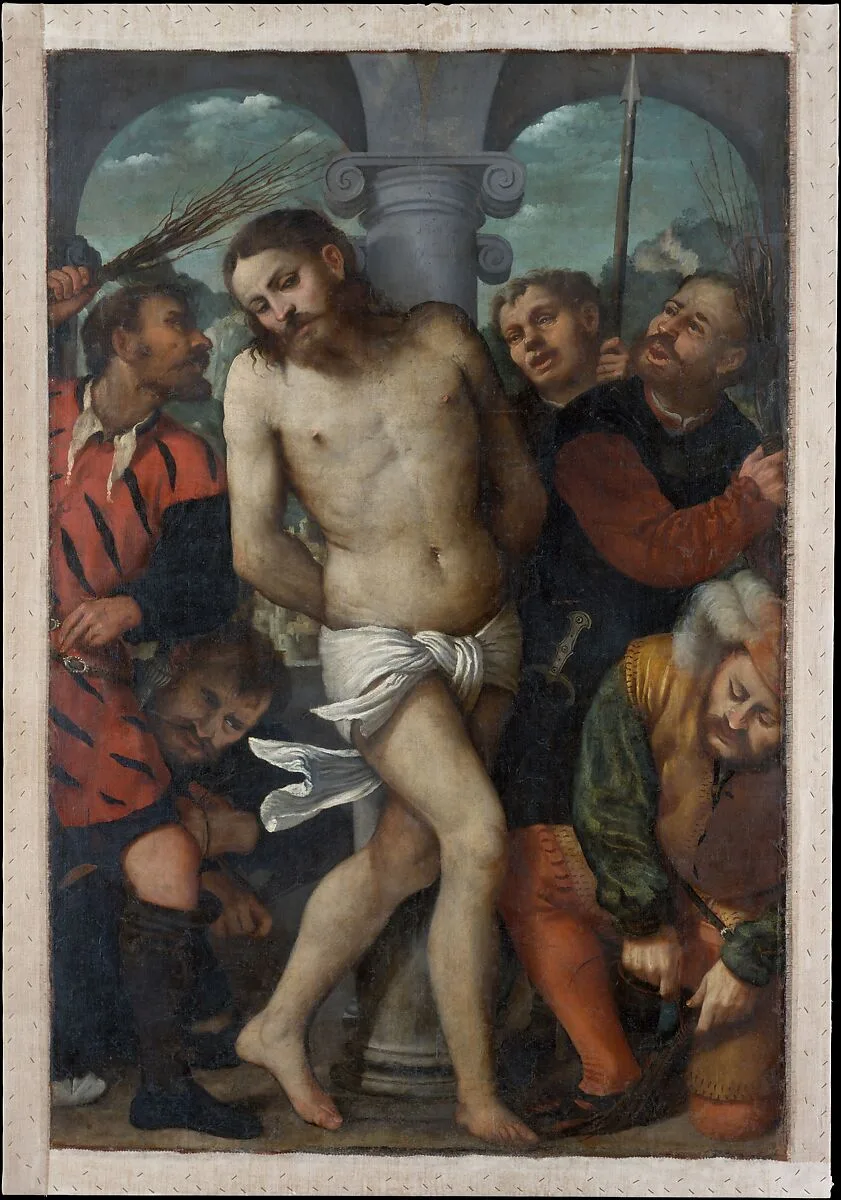 The Flagellation; (reverse) The Madonna of Mercy — Girolamo Romanino